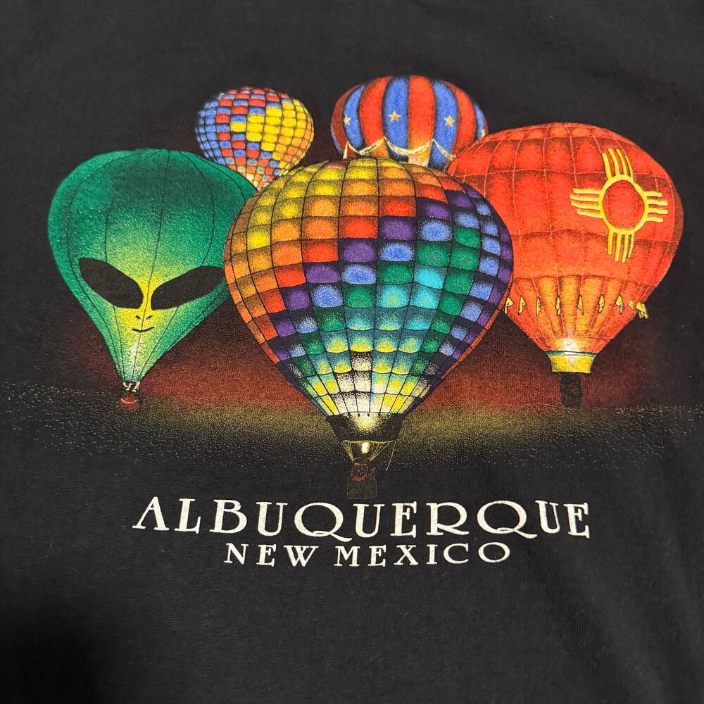 Albuquerque New Mexico Hot Air Balloon T-Shirt Size S Black Alien Graphic